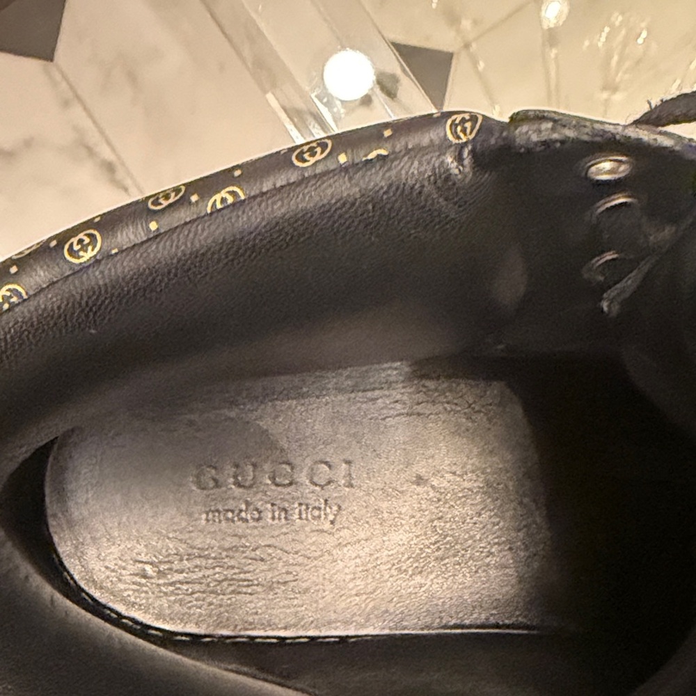 Gucci Dapper Dan Black and Gold High Top Patterned Sneakers - Picture 8 of 11